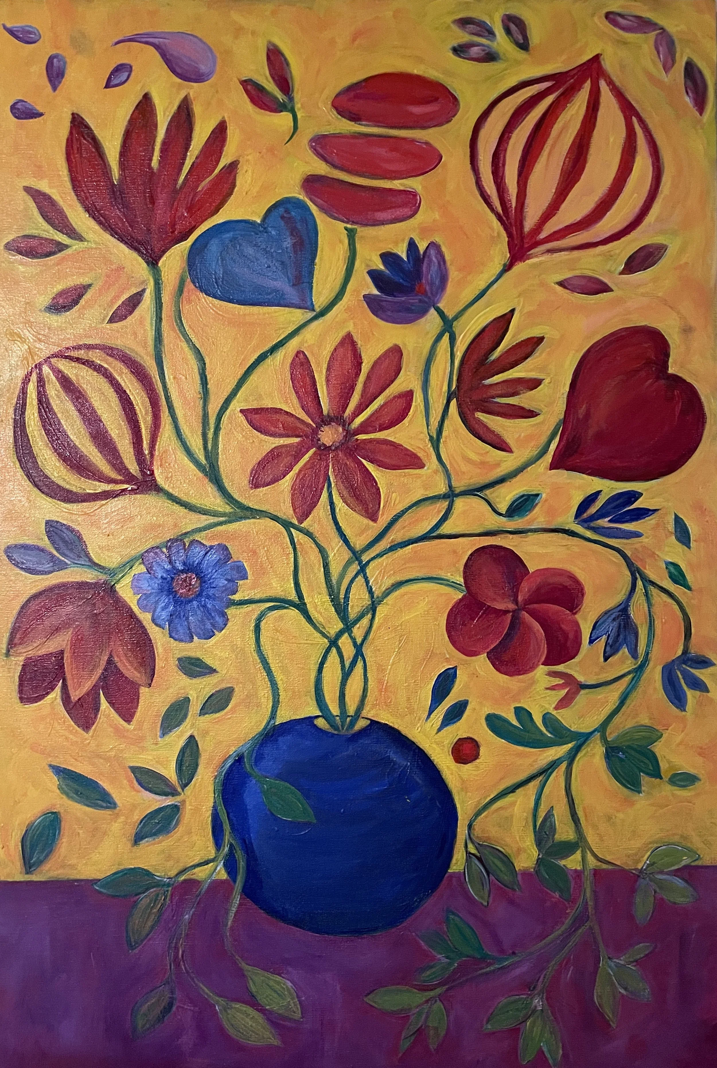 油彩 絵画 『Wild Flowers 2025』丸形 直径15cm 絵画 原画 Wild Flowers - Acrylic on wrapped canvas • 30